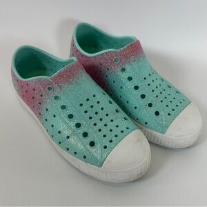 Natives Kids Glitter Sparkly Mint Teal & Pink Shoes Sneakers Size‎ C13